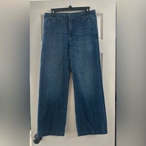 Pilcro Dark Blue Wide Leg Trouser Denim Jeans size 28P EUC